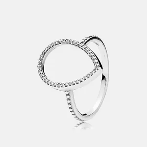 Fina smycken autentiska 925 Sterling Silver Ring Fit Pandora Charm Sparklet Hollow Teardrop Engagement DIY Wedding Rings