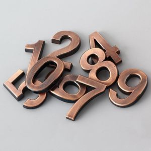 Autre matériel de porte 1pcs 0-9 Numéro de la maison moderne Stickers 3D El Apartment Plastique Golden Bronze Nom Prénom