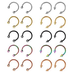 Fashion stainless steel Horseshoe Fake Nose Ring C Clip Lip Piercing stud Hoop For Women Men 6/8/10mm