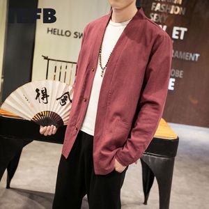 IEFB Chinesischen Stil Baumwolle Hanf Große Größe Casual Jacke Tops Einfarbig V Kragen männer Einreiher Kleidung 9Y6022 210524
