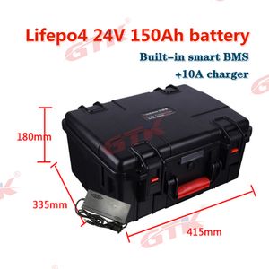 GTK Vattentät LIFEPO4 Lithium Batteri Pack 24V 150AH med 100A BMS för Trolling Motor Invert Electric Storage Solar System