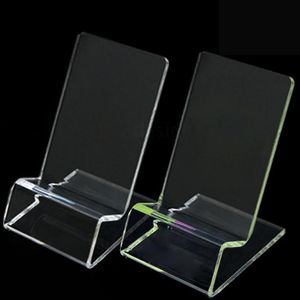 Transparent Acrylic Display Stands Mounts Laser-cut Clear Countertop Show Racks Universal Holders with Protective Films for Batteries and up to 6 Inch Cell Phones