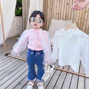 Gooporson Fashion Korean Baby Girls Long Sleeve Shirt Lace Bow Tie Toddle Children Tops Fall Little Kids Costume Spring Clothes 210715