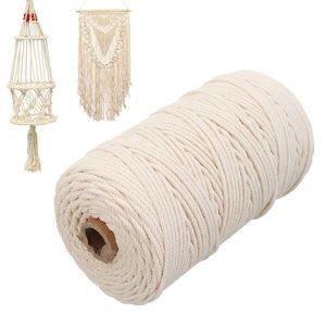 Garn Rulla Macrame Cord Rope Twisted String Bomull För Handgjorda Natural Beige DIY Hem Tillbehör Gåva mm mm mm mm