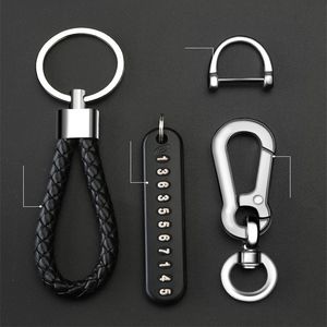 10Pieces/Lot Anti-lost Car Keychain Phone Number Card Keyring Leather Bradied Phone Number Plate Key Ring Auto Vehicle Key Chain Accessorie