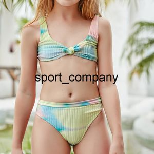 5-14 Anos Menina Swimsuit Kids Swimwear Tie Tye Teenage Bikini Set toddler maiô Falbala Children Swimwear Duas peças