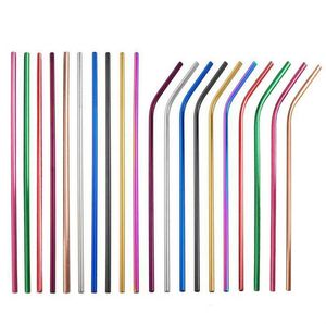Stainless Steel Colored Drinking Straws Bent and Straight Reusable Drink Straw RH08153