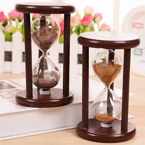 FAI DA TE Vintage Clessidra Artigianato Stile antico Orologio a sabbia Calculagraph Brushing Make Tea Garden Ornaments Legno Saat Timer 7x7x12CM 210811