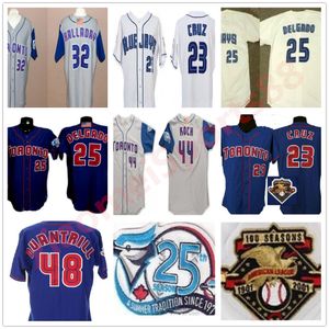 2001 Toronto 25th Anniversary Patch Maglie da baseball 10 Vernon Wells 23 Jose Cruz 25 Carlos Delgado Chris Carpenter 32 Maglia Roy Halladay