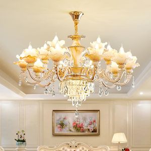 European Luxury Crystal Chandelier LED Modern American Jade Crystal Chandeliers Lights Fixture Home Indoor Lighting 18 lamps Diameter 100cm 3 Color Dimmable