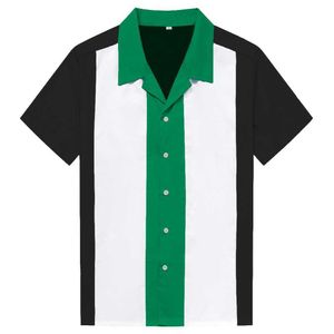 Big Size overhemden heren Blouse Men's Short Sleeve Industrial Color Block Shirt,Vertical Striped Men's Shirts Button-Down Dress 210527