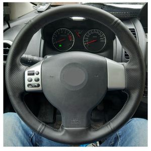 Preto PU PU Couro Artificial Capas de volante para Nissan Tiida 2004-2010 Sylphy 2006-2011 Versa 2007-2011