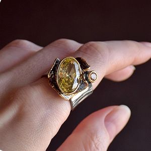 Wholesale oval pave ring resale online - Cluster Rings Irregular Shape Ring Pave Big Oval Golden CZ Stones Luxury Jewelry For Women Fast Delivery Door To
