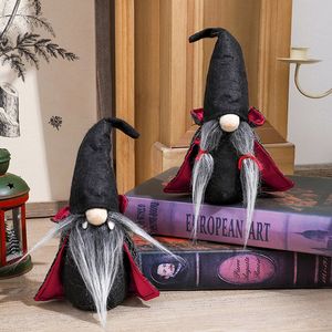 Party Saceates Halloween Handmade Tomte Toy Игрушка Шведские гномы Орнаменты с ведьмами Плащ Шляпа Рождественская кукла Декор для дома