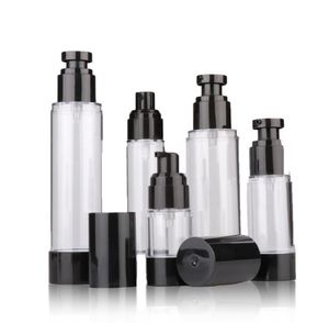 15ml 30ml 50ml Empty Black Airless Pump Dispenser Bottles Refillable Lotion Cream Vacuum Spray Bottle Atomizer 80ml 100ml 120ml SN2524