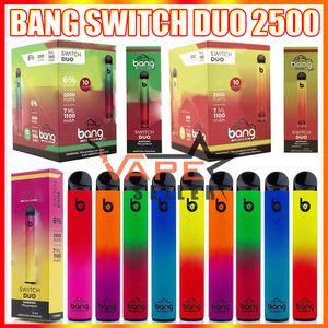 Bang XXL Switch Duo Descartável Vape Pen E Cigarette Device Com Bateria 1100mAh 7ml Pod Catridge Pré-cheio 2500 Puffs Bangs 2 EM 1 Kit VS Cali Plus