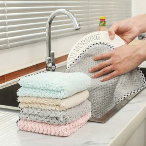 5Pcs/Lot Household Coral fleece Kitchen Towel Anti-Grease Wiping Rags Super Absorbent Non-stick Oil Cleaning Cloth Soft Washing Dish Car Towels Lint Free JY0760