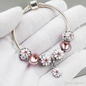 Biżuteria autorska Bransoletka ze srebra próby 925 Charm Koralik Fit Pandora Magnolia And Dreamcatcher Osobowość Kreatywne Bransoletki Koraliki Styl europejski Charms Zroszony Murano