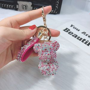 Mulheres Chaves do carro Titular Bling Beeldy Bear Olhar como Keyring Diamante usado como presentes Decorações de vida LX0640