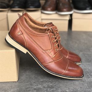 Men's Brand Cap Toe Oxford Dress Designer Shoes Genuine Leather Lace up Business Shoe Top Quality Party Wedding Trainers Big Size 021