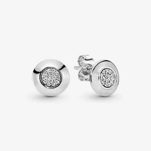 Joias de grife Brinco de prata 925 brincos de coração Ear Studs fit Pandora Round Sparkling Logo Stud Brincos Fashion love Earrings Estilo europeu Murano