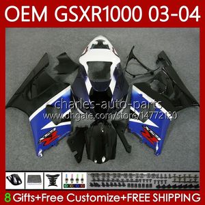 OEM Fairings 100%Fit For SUZUKI 1000CC K3 GSX-R1000 03-04 Body 67No.226 GSXR 1000 CC GSXR1000 2003 2004 K 3 GSX R1000 GSXR-1000 03 04 Injection Blue black mold Bodywork