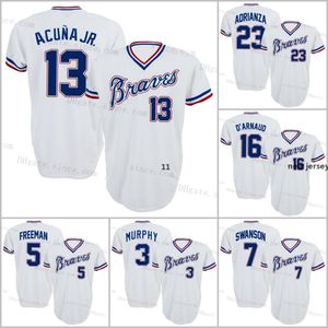 1984 Stil Ronald Acuna Jr. Anpassad Atlanta Marcell Ozuna Jersey Ozzie Albies Austin Riley Freddie Freeman 7 Dansby Swanson Tyler Flowers