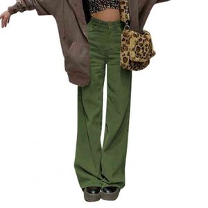 Vintage Teenager Skater Girl Style Baggy Pants Streetwear Corduroy Fashion High Waist Brown Byxor 211124