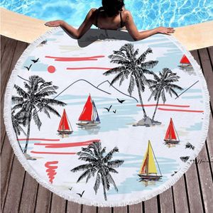 Toalhas Newbeach Tropical Impresso Grande Camping Ao Ar Livre Piquenique Microfiber Round Tecido Toalha de banho para sala de estar Casa decorativa Ewe5730