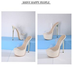 Hokszvy 2021 женские сандалии для дам простые прозрачные фрукты цвет сексуальный элегантный супер 16см высокий каблук платформ тапочки BMU77
