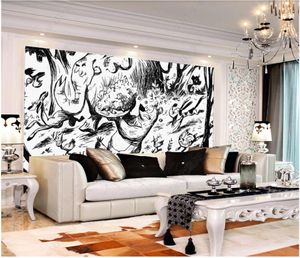 Foto personalizzata Sfondi per pareti 3d murale wallpaper moderno disegnato a mano foresta orso orso soggiorno graffiti tv sfondo carte da parete decorazione della casa