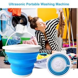 Wholesale ultrasonic clothes washer resale online - Buckets Foldable Mini Washing Household Machine Rotating Ultrasonic Turbines Washer USB Charging Laundry Clothes Cleaner For Home Travel