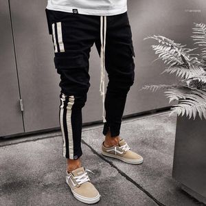 Mens Joggers Black And White Stripe Slim Fit Jogging Pants Drawstring Sweatpants S - 3XL1