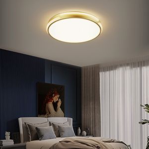 Nordic copper led ceiling light living room bedroom lamp balcony study personality round lighting