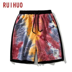 RUIHUO Tie Dye Casual Sommer Shorts Männer Kleidung Streetwear Männer Kurze Lange M-3XL 2021 Neuheiten X0705