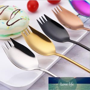 Wysokiej jakości stal nierdzewna Widelec Widerek Deserowy Dla Ciasto Snack Salad Fork Spoon 2 w 1 Kolorowe Rainbow Bento Akcesoria Cena fabryczna Ekspert Design Quality