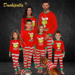 Christmas família combinando pijamas mãe filha pai filho set mulheres meninas meninas meninos halloween vermelho sleepwear olhar 210922