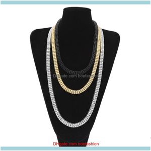 Chains Necklaces Pendants Jewelry20-30Inches Iced Out Bling Rhinestone Men 10Mm 2 Row Tennis Chain Gold Sier Black Size Jewelry Drop Deliv