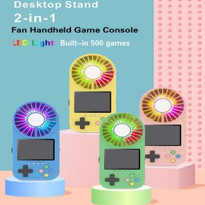 Fan Handheld Game Console Can Store 500 Classic Games With LED Lights Desktop Stand Third Gear Wind Retro Portable Players