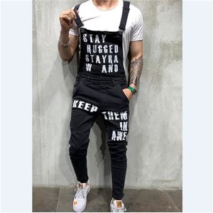 2020 Nya män Rippade Jeans Jumpsuits Shorts Summer Hi Street Distressed Denim Bib Overaller för Man Suspender Byxor X0621