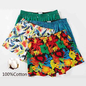 3Pcs/Lot Classic Print Men's Boxers 100% Cotton Oversize Mens Underwear Trunks Woven Homme Arrow Panties Boxer Plus Size H1214