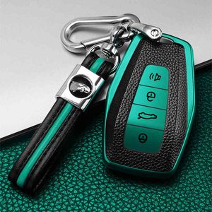 Funda de TPU + cuero para llave de control remoto de coche, carcasa de soporte para Geely Emgrand X7 EX7 Coolray 2019-2020, accesorios Fob de estilo automático