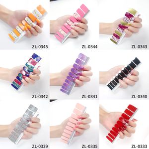 20Tips Finger Nail Stickers Shinning Plaid Gradient Färg Mode Partihandel Nail Art Dekaler Blommor Manikyr Verktyg
