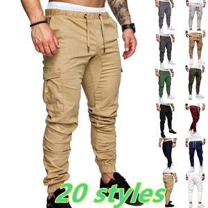Мужские повседневные однотонные брюки-карго с несколькими карманами, спортивные брюки больших размеров, военные камуфляжные тактические брюки в стиле милитари