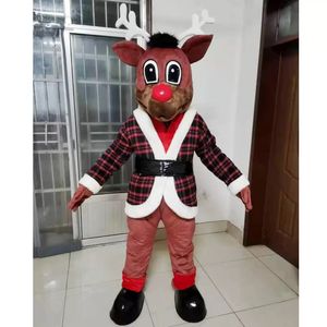 Costume della mascotte del cervo Personaggio dei cartoni animati di alta qualità alce Tema Natale Carnevale Adulti Festa di compleanno Vestito operato