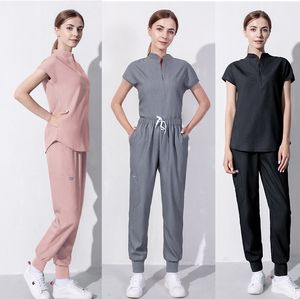 YL007 Health Service Pants 센터 학교 약국 감금 센터 병원 살롱 구강 애완 동물 의사 간호사 작업 의료웨어 회색의 여성 두 조각