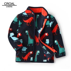 CROAL CHERIE 가을 양털 키즈 자켓 소년 공룡 따뜻한 겉옷 윈드 브레이커 겨울 아기 ​​의류 211011