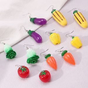 Mode Simulation Gemüse Baumeln Ohrringe Kreative Aubergine Tomaten Mais Karotte Kunststoff Anhänger Tropfen Ohrringe Frauen Schmuck