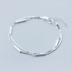 Osobowość New Art Sterling Silver Jewelry Kobiet Proste Bar Okrągły Kij Podwójna Wysokiej Jakości Popularna Bransoletka SB3 B3