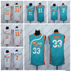 Vintage 33 Jackie Moon Jersey Herren Flint Tropics Semi Pro Movie Basketball-Trikots 7 Kaffee Schwarz 11 Ed Monix Uniform Sport Grün Weiß